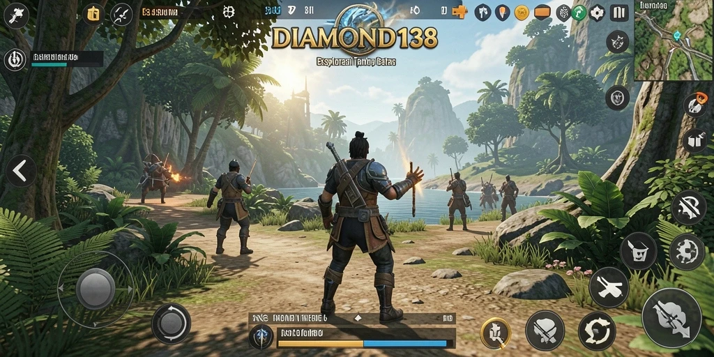 Tangkapan layar gameplay DIAMOND138 menampilkan petualangan di dunia terbuka.