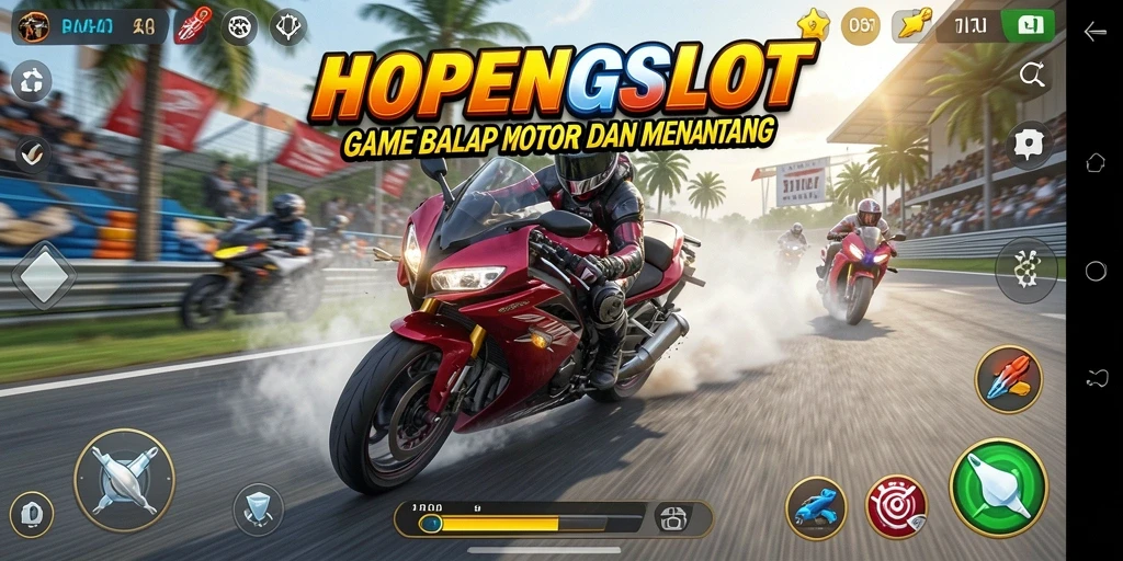 Gameplay seru HOPENGSLOT dengan balap motor yang menegangkan.